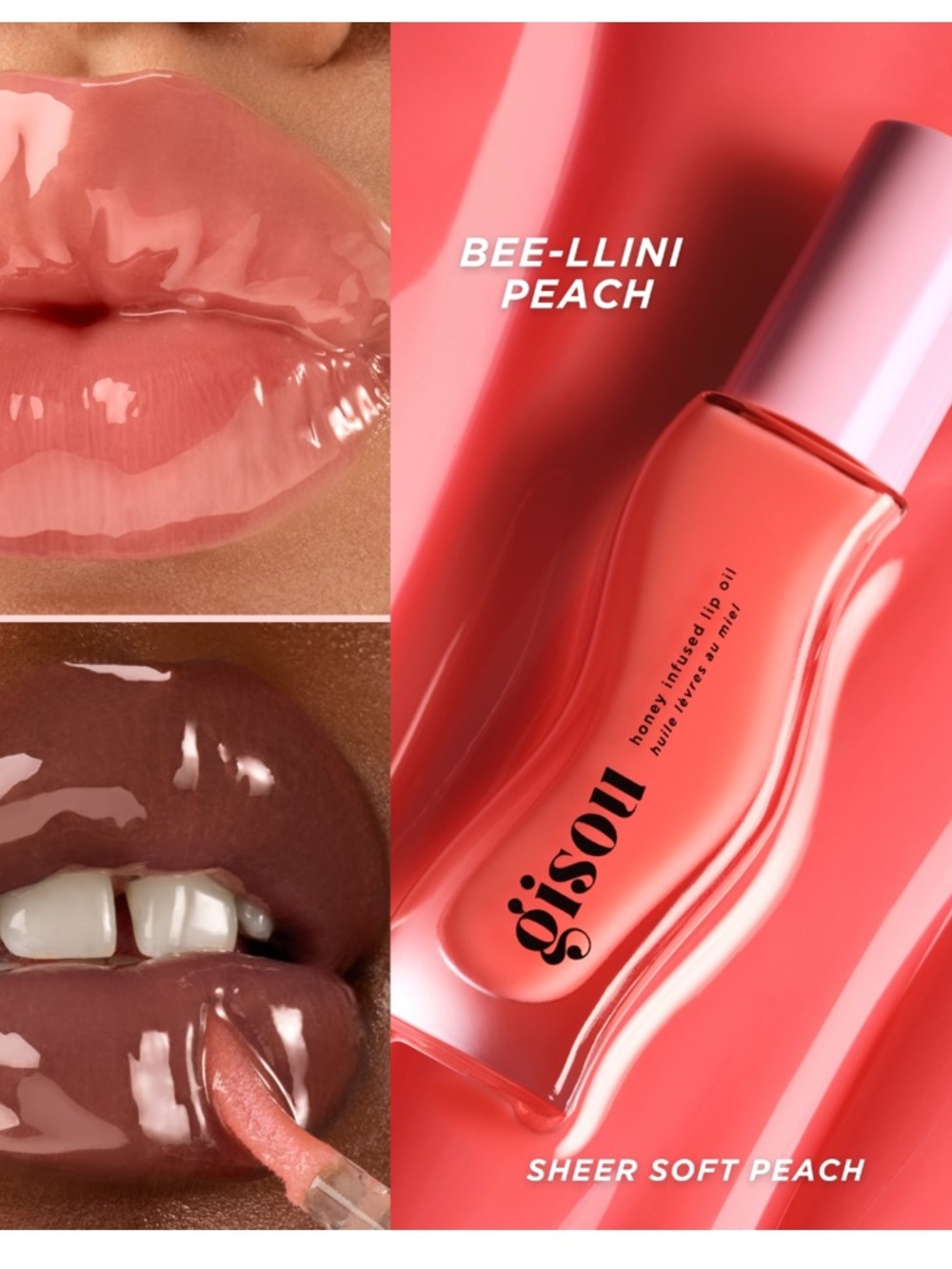 Gisou Honey Infused Hydrating Lip Oil | Bee-llini Peach | Full Size | NIB